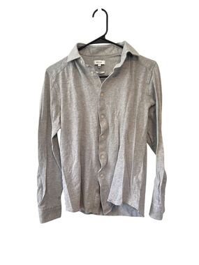 REISS Men's Gale Slim Fit Light Gray Button-up Long Sleeve Shirt Size Medium